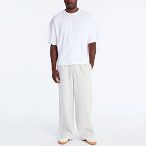 Nouvel arrivage : T-shirt streetwear ample et décontracté pour homme, coupe boxy, col côtelé épais, épaules tombantes, 100 % coton biologique, blanc - Product Image 5