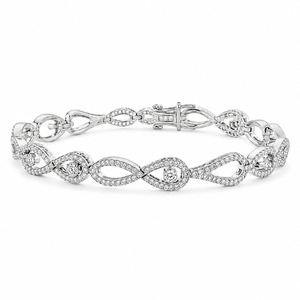 Bracelet Infinity en Diamant, Or Blanc 18 carats, Chaîne à Maillons Pavés, Diamant Cultivé en Laboratoire, Bracelet de Luxe à la Mode, Personnalisé - Product Image 2