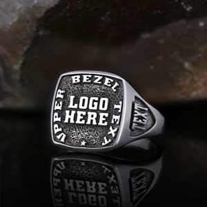 Anillo Escolar BOJ 006, Anillo de Graduación Universitario Personalizado de Plata con Diamantes, Unisex, Anillo de Clase, Regalo para Fiestas y Eventos - Product Image 6