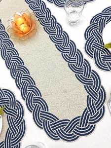Handmade Embroidered Fabric Table <b>Runner</b> Rectangle <b>Green</b> Leaf Design Luxury Eco-Friendly Durable Lightweight Decorative Mat - Product Image 6