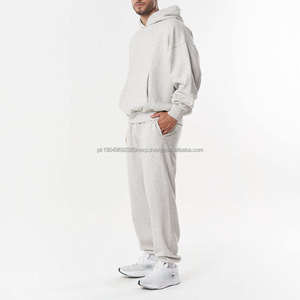 High Quality Custom logo Boxy Fit Tracksuits <b>Light</b> Weight Oversized Cotton 400 450gsm Fleece Men Hoodie and Joggers Sets for men - Product Image 4