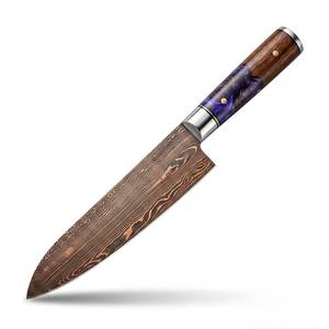 Couteau de chef en acier damas de cuivre de qualité supérieure, forgé à la main, professionnel, finition haute brillance, ambidextre - Product Image 1
