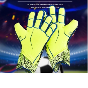 Football Goalkeeper Gloves Full Finger Sheepskin Leather PU Material Non-Slip Breathable Quick Drying Adjustable Wrist <b>Strap</b> - Product Image 4