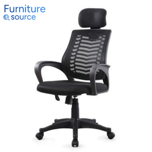 Chaise de bureau moderne haut de gamme ergonomique avec dossier croisé en maille, pivotante, hauteur réglable, appui-tête intégré, structure en acier, Vietnam - Product Image 3