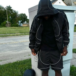 Ensemble de survêtement en nylon personnalisé pour homme, veste zippée, pantalon de jogging, ensemble de survêtement avec logo brodé, vêtements de sport décontractés, ensemble de survêtement coupe-vent pour homme - Product Image 1