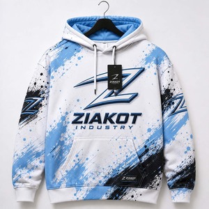 Vente en gros directe Ziakot Industry Pakistan Sweat à capuche de sport tendance avec drapeau américain 3D blanc et rouge royal, cousu sur mesure - Product Image 4