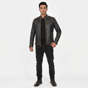 Top Selling Brown Genuine Leather Motorcycle Jacket Distressed Real Cowhide Vintage Coat Real Soft Lambskin jacket for men - Product Image 6