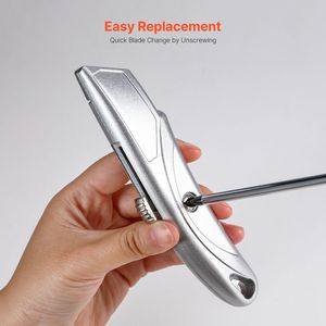 Set di 2 Taglierini Retrattili con Corpo in Lega di Alluminio, Lame SK5, Impugnatura a 3 Posizioni, 5 Lame, Taglierino Professionale Retrattile - Product Image 1