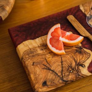 Planche à découper en bois et résine à motif vague océanique, épaisseur 2,0 cm, compatible lave-vaisselle, pour servir le fromage et les charcuteries - Product Image 2