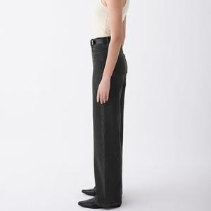 Pantalones Vaqueros de Cintura Alta y Pierna Ancha para Mujer, Holgados, Largos, Casuales, Negros, de Algodón, Color Sólido, Estilo Simple, para Otoño - Product Image 4