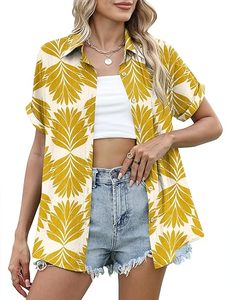Camisa Hawaiana Informal para Mujer, Blusa Holgada con Botones y Estampado Floral Tropical para la Playa o el Verano - Product Image 3