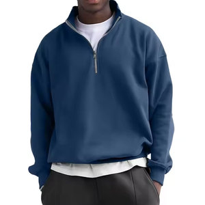 Sweat-shirts polaires pour hommes à demi-zip, multicolores, coupe oversize, col montant, fermeture éclair quart de tour, vente en gros OEM - Product Image 1