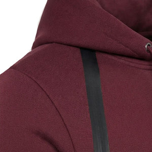 Custom Embroidery Logo <b>Burgundy</b> Color <b>Men's</b> <b>Hoodie</b> Side Zip Up Spacious Storage Pocket Skin Friendly Soft Touch Fabric <b>Hoodie</b> - Product Image 3