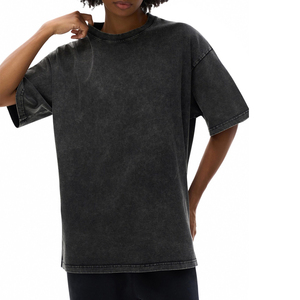 Oversized Men's 100% Cotton Plain Dyed Short Sleeve T-Shirt O-Neck Casual Jersey Fit Solid Color Men Oversized Acid Wash Shirt - Product Image 6
