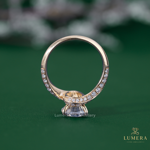 Anillo de Diamantes con Banda Trenzada y Micro Pavé de Diamantes Redondos, Anillo de Diamantes con Corte Pera Brillante Certificado por IGI, Joyería Fina de Diamantes Cultivados en Laboratorio - Product Image 6