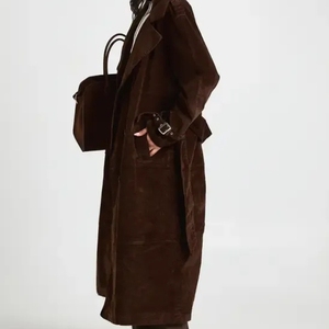 Nouveau manteau en laine croisé style ceinture 2026 pour femme, collection automne/hiver, style européen et américain, décontracté, long, uni et chaud - Product Image 2