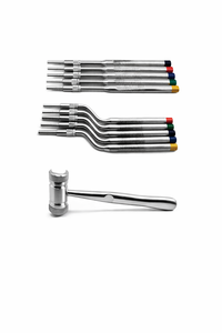Kit de 12 Osteótomos Dentales para Levantamiento de Senos, Instrumentos de Cirugía de Implantes con Martillo Quirúrgico y Casete de Esterilización - Product Image 2