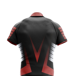 <b>Men's</b> <b>Black</b> Red Geometric Soccer Jersey Short Sleeve Moisture Wicking Fitted Polyester All Seasons Wear - Product Image 3