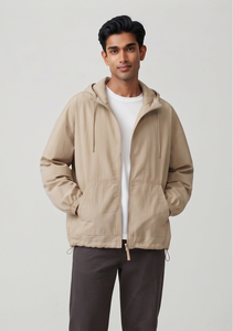 Men's Windbreaker Hoodie <b>Zip</b>-<b>Up</b> <b>Jacket</b> Loose Fit Casual Nylon Drop Shoulder Oversize Polyester Winter Wear Wind Breaker Hoodies - Product Image 4
