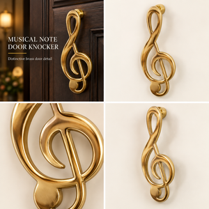 Timbre de Puerta con Diseño de Nota Musical en Clave de Sol Melódica, en Tono Dorado Pulido, Herraje Decorativo para Puertas de Entrada Únicas - Product Image 6
