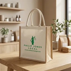 Sac de courses tendance en jute personnalisé, réutilisable, avec poignées en corde, pour l'épicerie, le commerce de détail, les voyages et les courses quotidiennes - Product Image 2