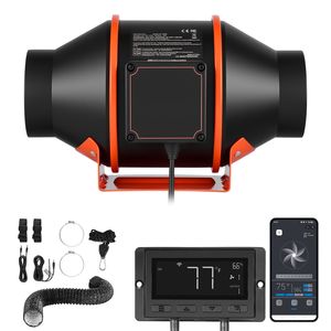 Kit Ventilatore di Scarico con Filtro a Carboni Attivi da 4 Pollici, Motore EC, 205 CFM, 10 Velocità, Controllo PWM e App - Product Image 1