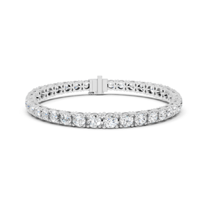 White <b>Gold</b> Tennis Bracelet Round Brilliant Cut Diamond Style <b>Bangle</b> Rhodium Plated Luxury Jewelry for Women - Product Image 1