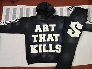 Ensemble de survêtement pour homme 2 pièces, veste à manches longues et pantalon, effet usé - Product Image 5