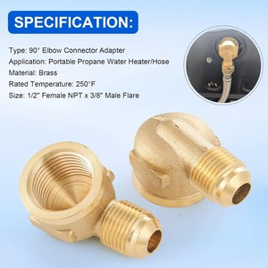 Raccord de raccordement en laiton 3/8" mâle x 3/8" NPT femelle 90° °   Coude, SAE 45 °   Connecteur de tube évasé pour la plomberie au gaz propane - Product Image 4