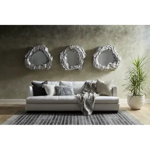 Sculpture murale en aluminium, miroir abstrait irrégulier, décoration minimaliste pour la maison, œuvre d'art pour le salon, emballage en une seule pièce - Product Image 6