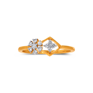 Elite Gold Ring with Diamond-<b>Studded</b> Leaf Motif Marquise Cut Cluster, 0.35 Ct, Premium Wholesale Engagement Line - Product Image 3