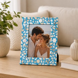 Elegant Mother of Pearl Handmade Carved Lightweight Full Color Vertical Photo <b>Frame</b> Tabletop Wall <b>Mount</b> Customizes - Product Image 3