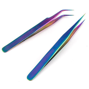 Pinzas Curvas y Rectas de 1 Pieza, Color Arcoíris, para Extensión de Pestañas, Recogedor de Uñas, Removedor de Piel Muerta, Herramientas de Manicura y Maquillaje - Product Image 3