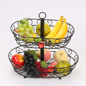 Panier à fruits en métal à double couche pour la maison, panier de rangement en métal, étagère, panier à légumes - Product Image 1