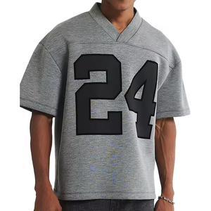 Camisetas de cuello en V extragrandes con logotipo personalizado, camisetas de jersey para hombre, camiseta de cuello en V de lujo premium para hombre - Product Image 1