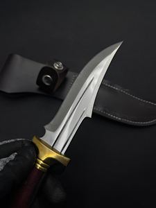 Cuchillo de Caza y Camping de Acero Inoxidable 4116, Hoja Fija con Borde Parcialmente Dentado, Mango de Madera de Paddock y Funda de Cuero - Product Image 2