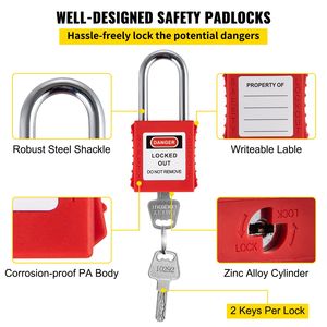 Kit LOTO di Sicurezza Elettrica da 43 Pezzi, Lucchetti, 5 Tipi di Ganci, Etichette, Fascette, Scatola, Attrezzatura di Supporto per Camera Bianca - Product Image 4