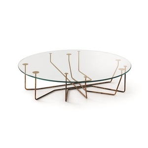 Modernist Metal Coffee <b>Table</b> With Glass <b>Top</b> Stylish Furniture Piece For Chic Apartment Interior Decoration Arrangements - Product Image 1