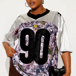 Maillot de football américain grande taille imprimé camouflage à manches courtes pour streetwear, vente en gros OEM sous marque privée pour les acheteurs américains - Product Image 2