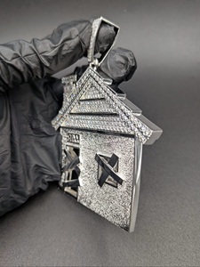 Collar Personalizado con Diseño de Casa en Plata de Ley S925, Chapado en Oro, con Moissanita VVS, Estilo Hip Hop para Hombre - Product Image 5