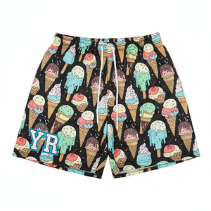 กางเกงขาสั้นผู้ชายเอวยางยืด ผ้าถักตาข่าย แห้งเร็ว ระบายอากาศดี เป็นมิตรกับสิ่งแวดล้อม คุณภาพสูง เหมาะสำหรับเล่นบาสเก็ตบอล ออกกำลังกาย หรือใส่ลำลองสไตล์สตรีท - Product Image 1