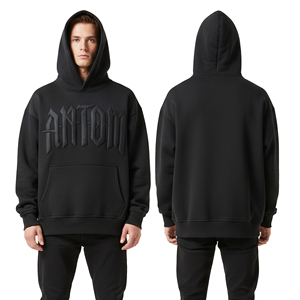Sweat à capuche surdimensionné pour homme, coupe ample, 310g, en coton et polyester tricoté, couleur unie, avec logo personnalisé brodé - Product Image 3