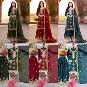 Conjunto de Fiesta de Diseño Gmy Silk Premium con Top, Pantalones Plazzo y Dupatta, Hermosa Moda Étnica para Celebraciones de Boda - Product Image 6