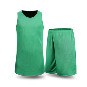 Conjunto de Uniforme de Baloncesto Unisex Verde, Camiseta sin Mangas y Pantalones Cortos de Poliéster Transpirable para Adultos - Product Image 1