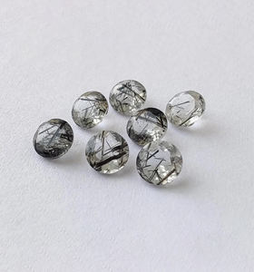 Quartz Rutile Noir AAA+ Rond Facetté – Pierre Précieuse Calibrée en Vrac pour Sertissage de Bague, Tailles Personnalisées Disponibles - Product Image 1