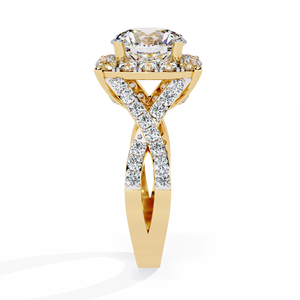 แหวนหมั้นเพชรทรงรัศมี โรเดียมชุบทองคำแท้ 10K/14K/18K สำหรับผู้หญิง น้ำหนักรวม 3.50 กะรัต รับรองโดย IGI หรูหรา - Product Image 3