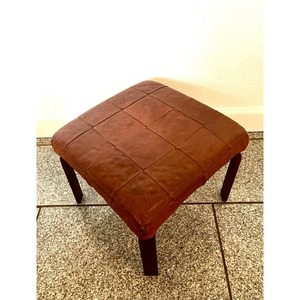 Most Selling Square Brown <b>Leather</b> <b>Pouf</b> With Wooden Legs Modern Living Room Decor - Product Image 1