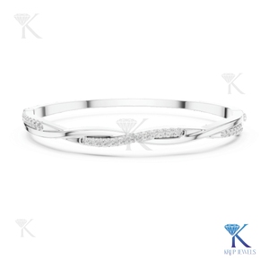 Modern Twisted Gold Diamond Bangle 14K 18K <b>Solid</b> Gold Fine Unisex Luxury Jewelry Pav Set Bridal Party Gift <b>Bracelet</b> - Product Image 6