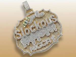 จี้เพชรโมอิสซาไนต์ VVS เงินแท้ 925 ประดับเพชรเต็มวง จี้รูปวงกลมตัวอักษรสองสี สไตล์ฮิปฮอป สำหรับเป็นของขวัญวันครบรอบ - Product Image 2