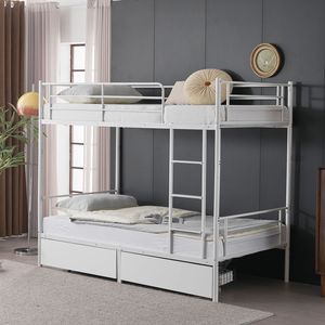 Letto a Castello Convertibile 71558202 con 2 Cassetti Portaoggetti, Letto a Soppalco in Metallo Divisibile in Due Letti Singoli - Product Image 5
